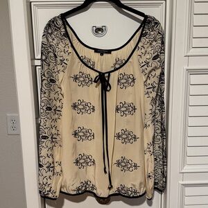 Nanette Lepore Cream Blouse with Black Embroidery